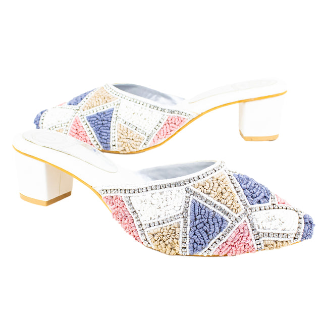 Women White Heel Sandals