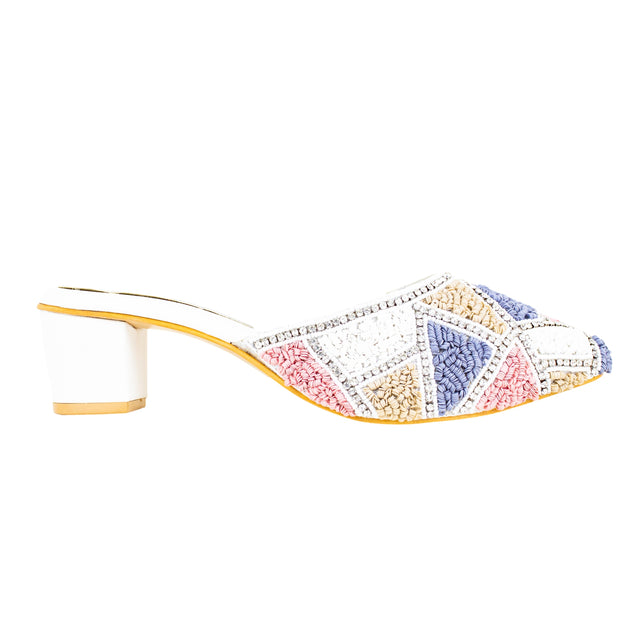 Women White Heel Sandals