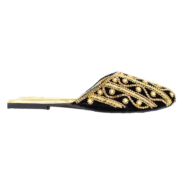 Handmade Gold Flat Slippers