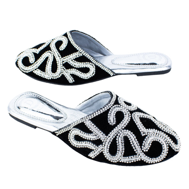 Opulent Silver Flat Slippers