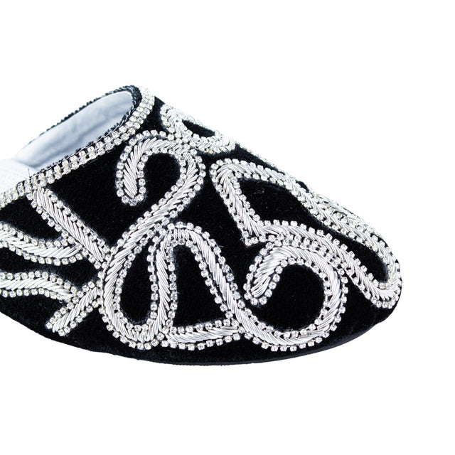 Opulent Silver Flat Slippers