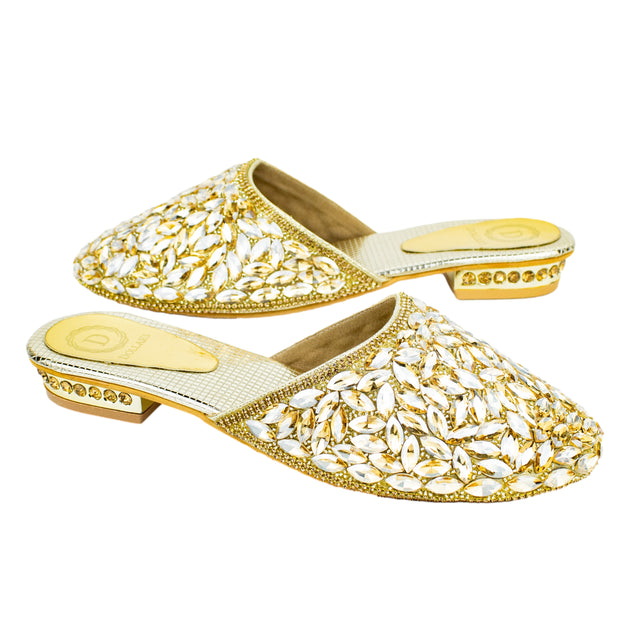 Sophisticated-casual Gold Flat Slippers