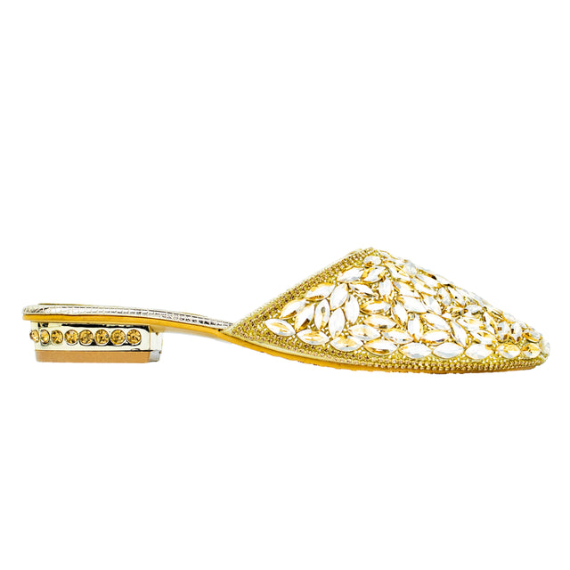 Sophisticated-casual Gold Flat Slippers