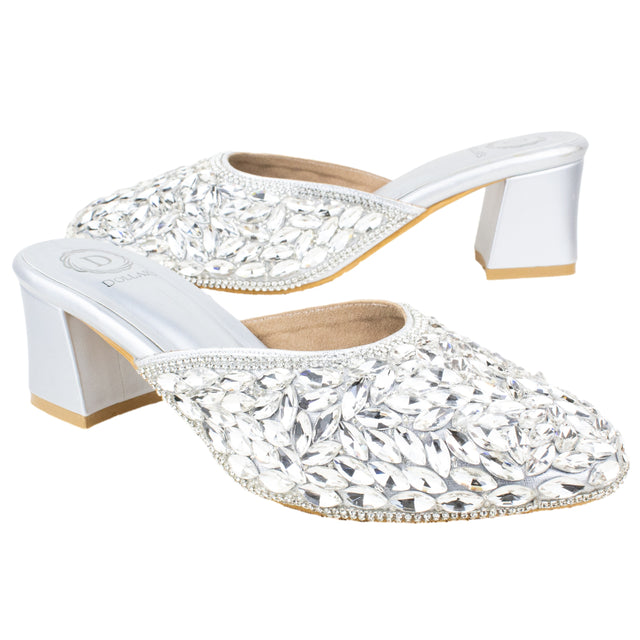 Crystal Handcrafted Silver Heel Sandals