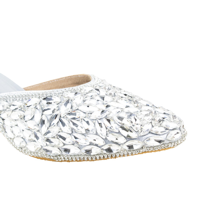 Crystal Handcrafted Silver Heel Sandals