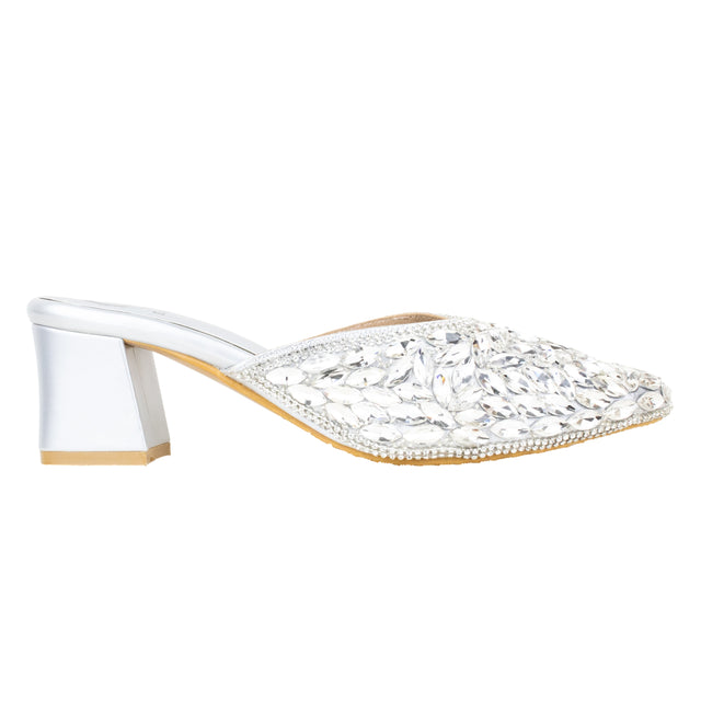 Crystal Handcrafted Silver Heel Sandals