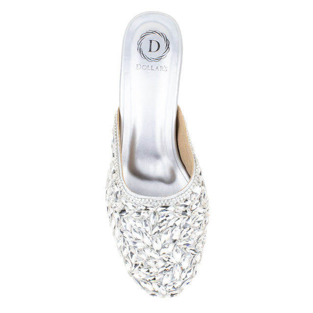 Crystal Handcrafted Silver Heel Sandals