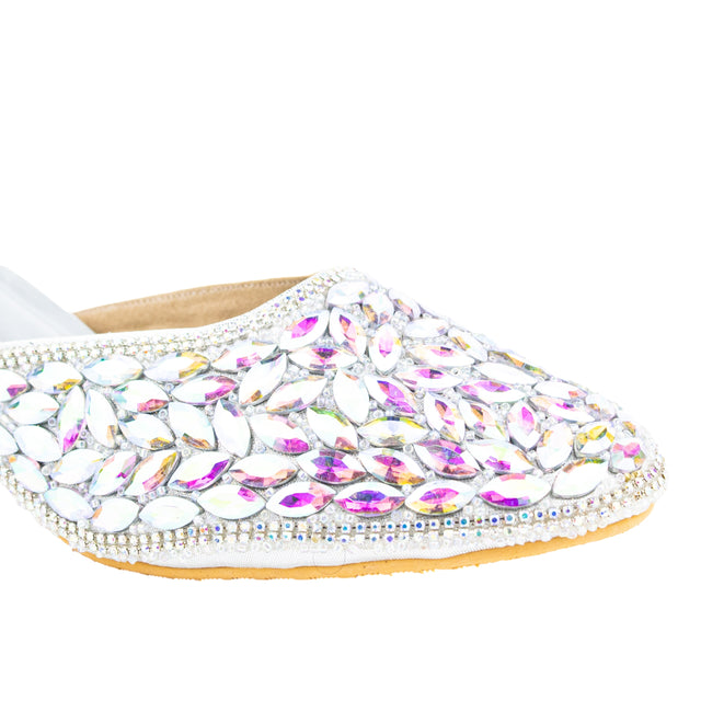 Crystal Handcrafted Silver Rainbow Heel Sandals