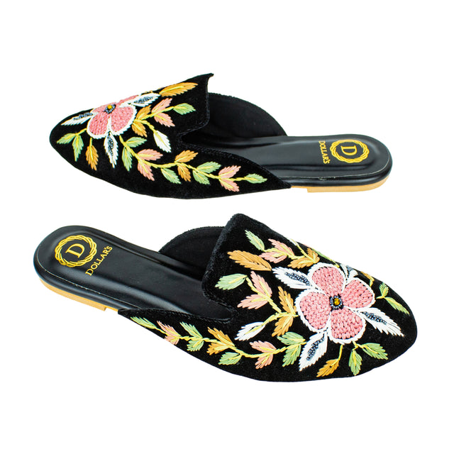 Elevated Black Flat Slippers