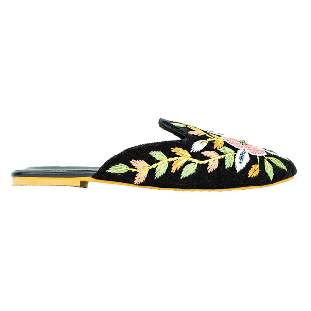 Elevated Black Flat Slippers