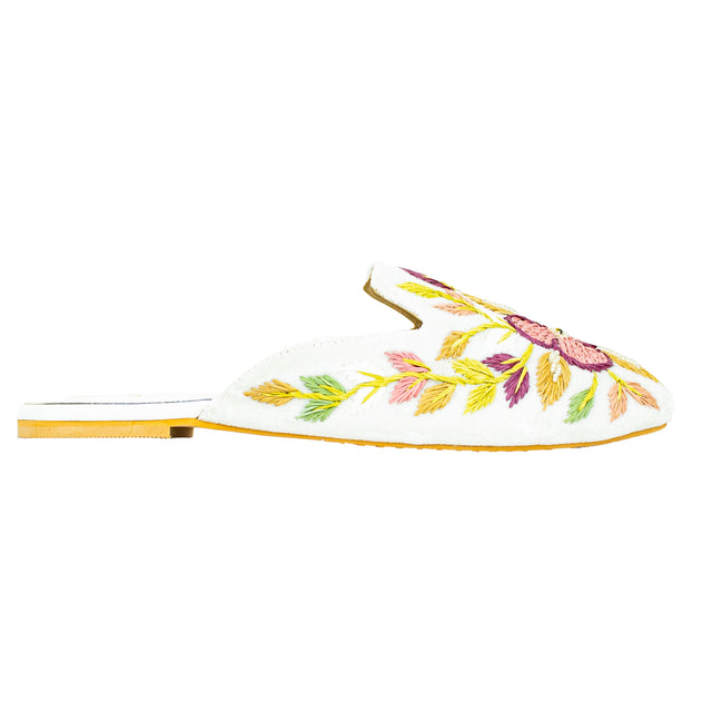 Sleek-modern White Flat Slippers