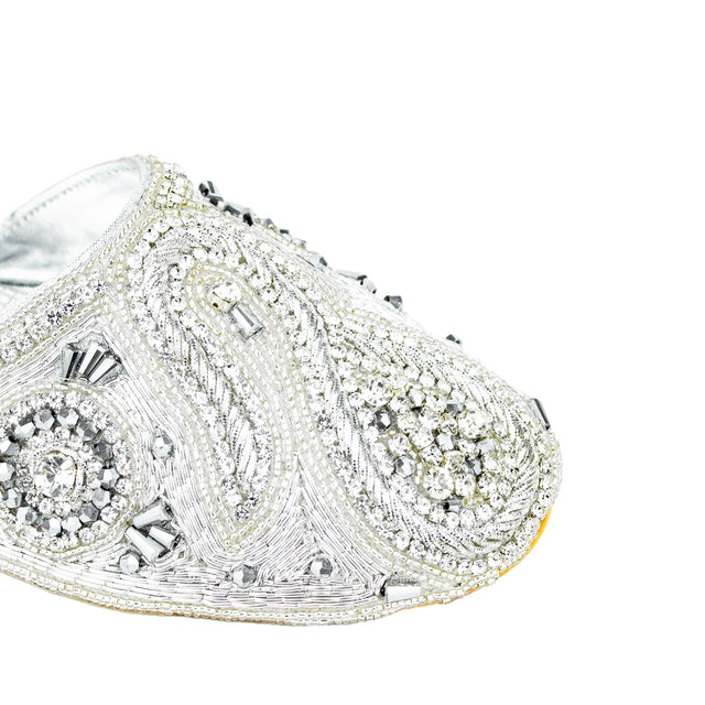 Handcrafted Silver Flat Slippers