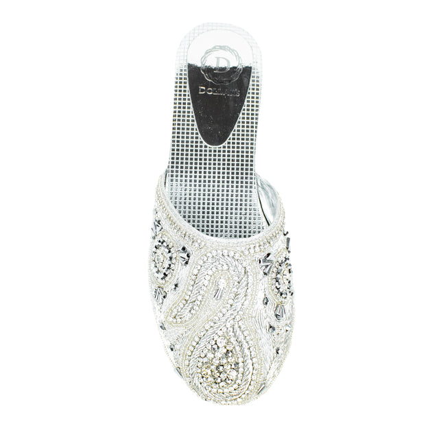 Handcrafted Silver Flat Slippers
