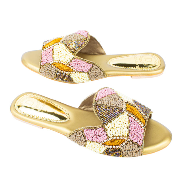 Refined Bronze Flat Slippers