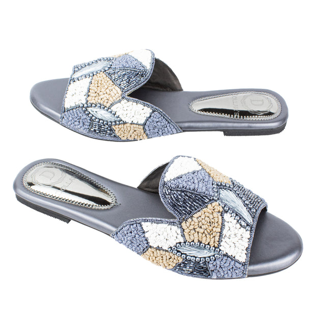 Statement Grey Flat Slippers