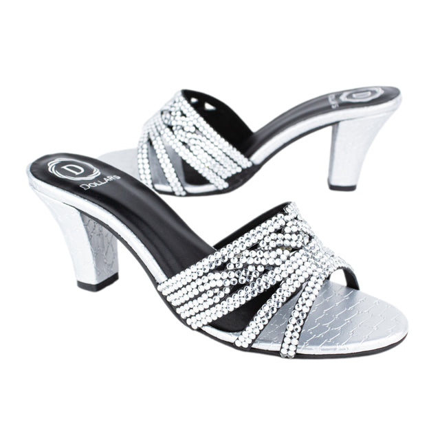 Feminine-chic Silver Pencil Heel Sandals