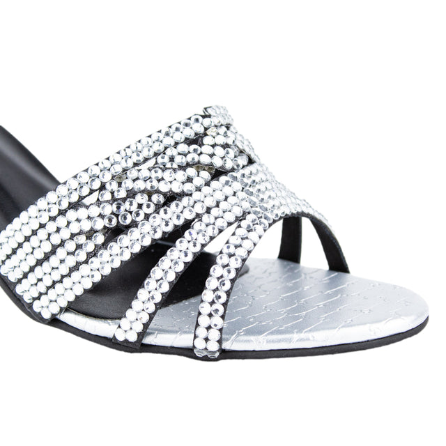 Feminine-chic Silver Pencil Heel Sandals