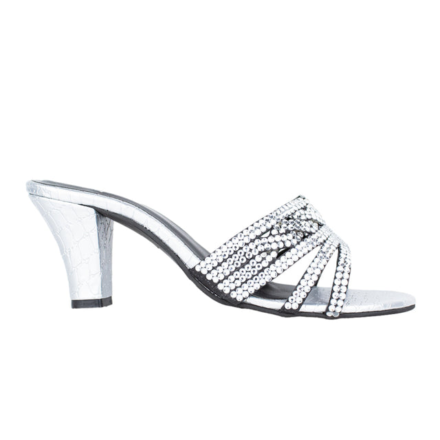 Feminine-chic Silver Pencil Heel Sandals
