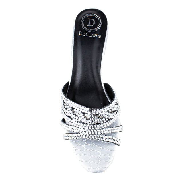 Feminine-chic Silver Pencil Heel Sandals