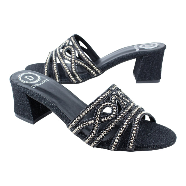 Vibrant Black Block Heel Sandals