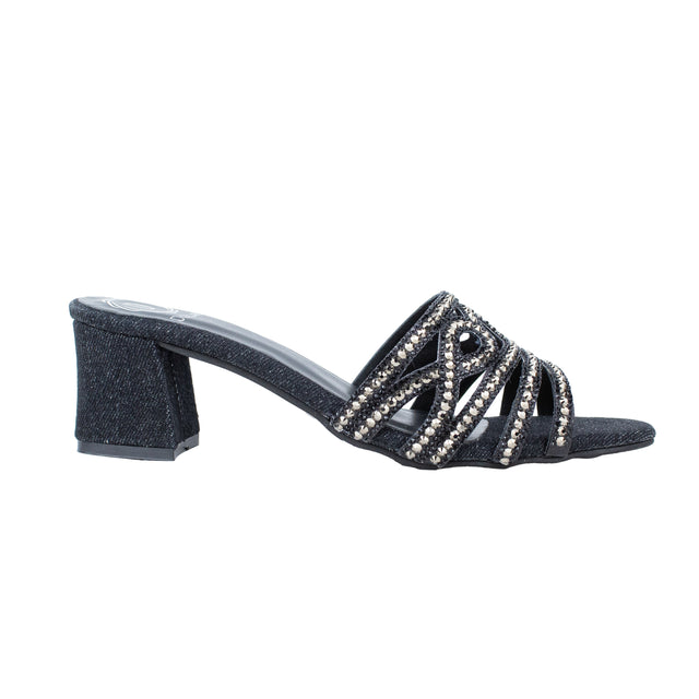 Vibrant Black Block Heel Sandals