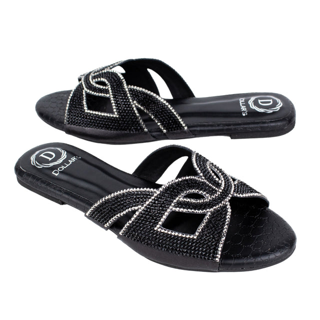 Luxe Black Flat Slippers