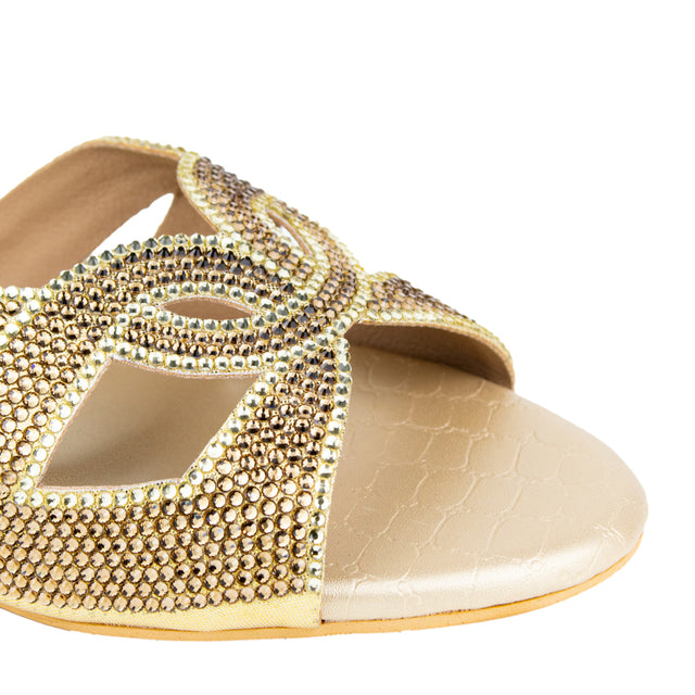 Couture-inspired Gold Flat Slippers