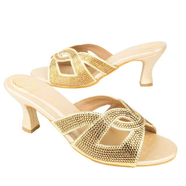 Trendy Gold Pencil Heel Sandals