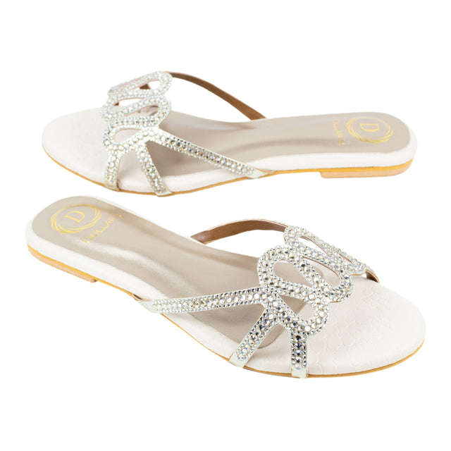 Sabah Women Cream Flat Sandals