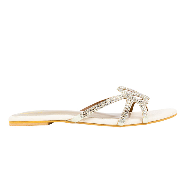 Sabah Women Cream Flat Sandals