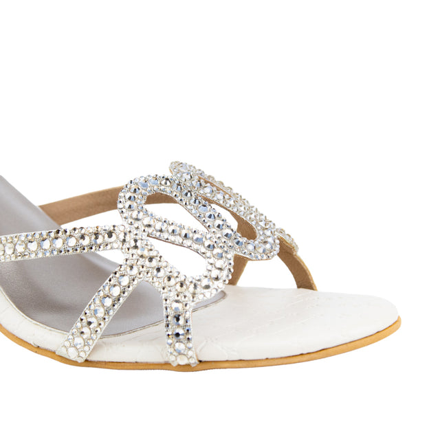 Sabah Stylish Cream Pencil Heel Sandals