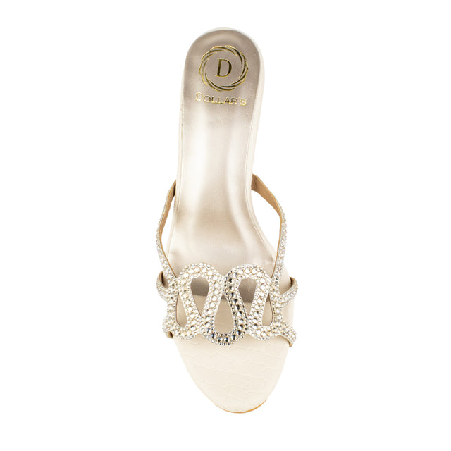 Sabah Stylish Cream Pencil Heel Sandals
