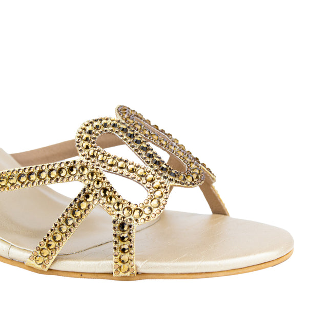 Sabah Refined Gold Pencil Heel Sandals