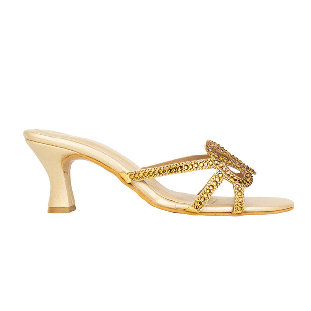 Sabah Refined Gold Pencil Heel Sandals