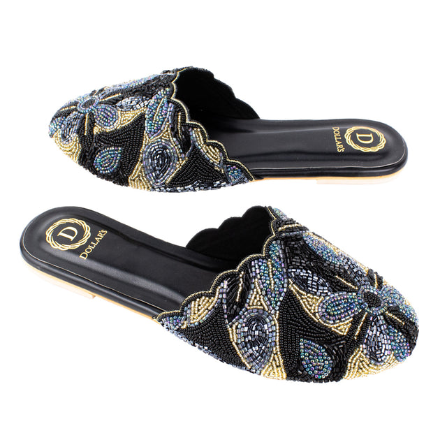Striking Black Flat Slippers