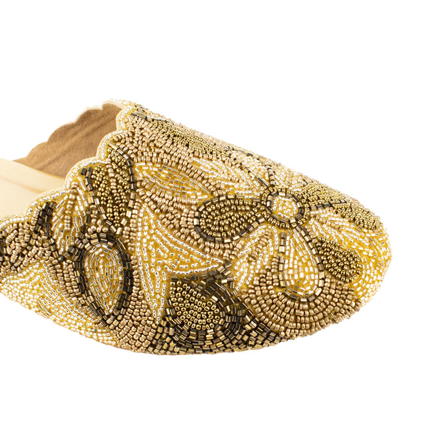 Sleek Gold Flat Slippers