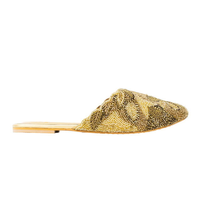 Sleek Gold Flat Slippers