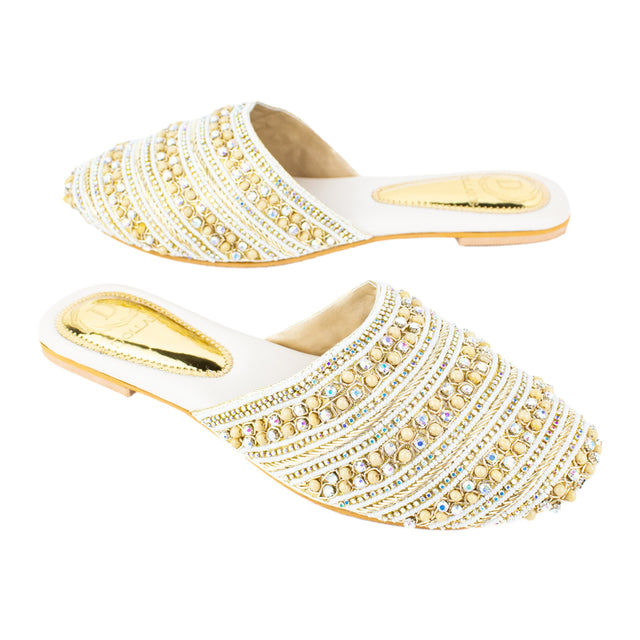 Refined Cream Flat Slippers