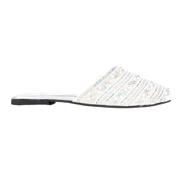 Edgy White Flat Slippers