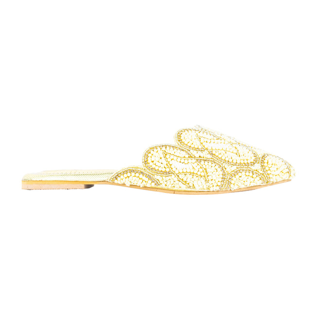 Handmade Gold Flat Slippers