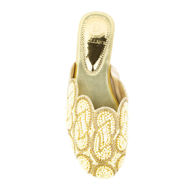 Handmade Gold Flat Slippers