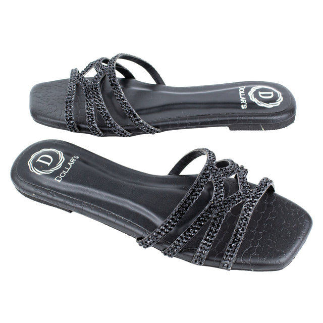 Hessa Sophisticated Black Flat Slippers