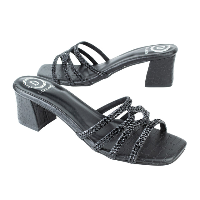 Hessa Classic Black Block Heel Sandals