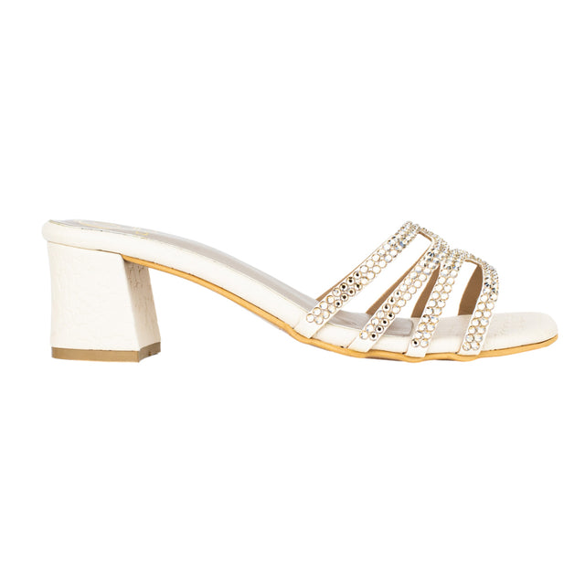 Hessa Refined Cream Block Heel Sandals