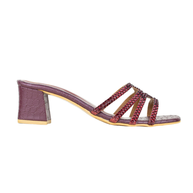 Hessa Women Handcrafted Maroon Heel Sandal