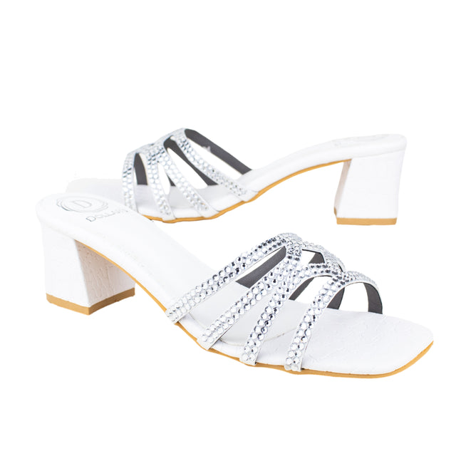 Hessa Women Handcrafted White Heel Sandal