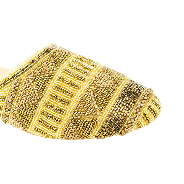 Women Handcrafted Bronze Flat Slippers