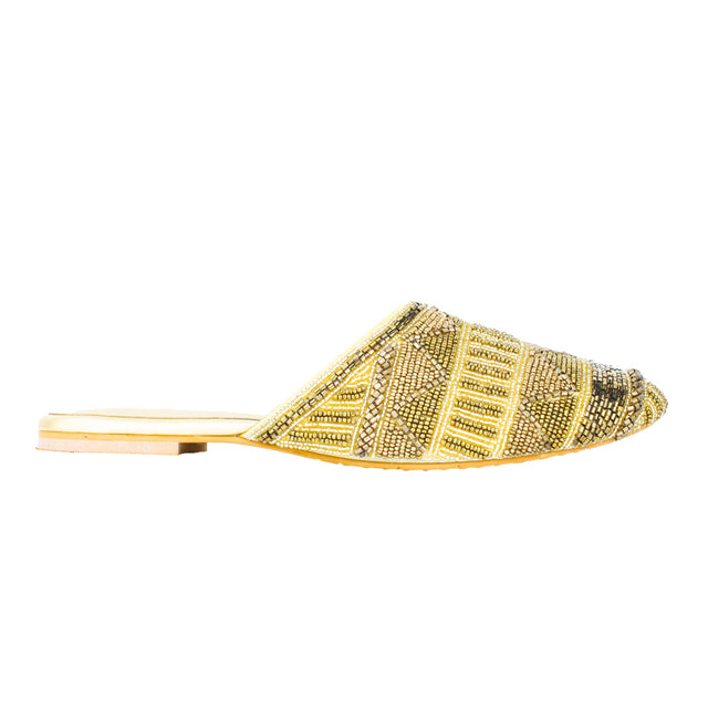 Women Handcrafted Bronze Flat Slippers