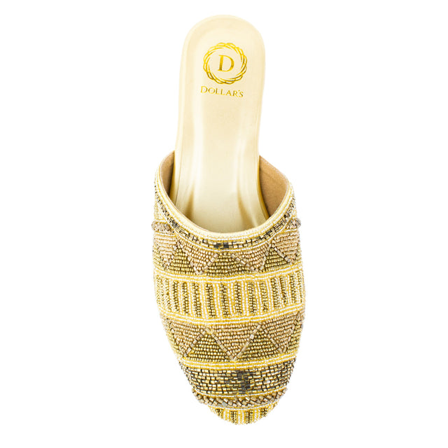 Women Handcrafted Bronze Flat Slippers