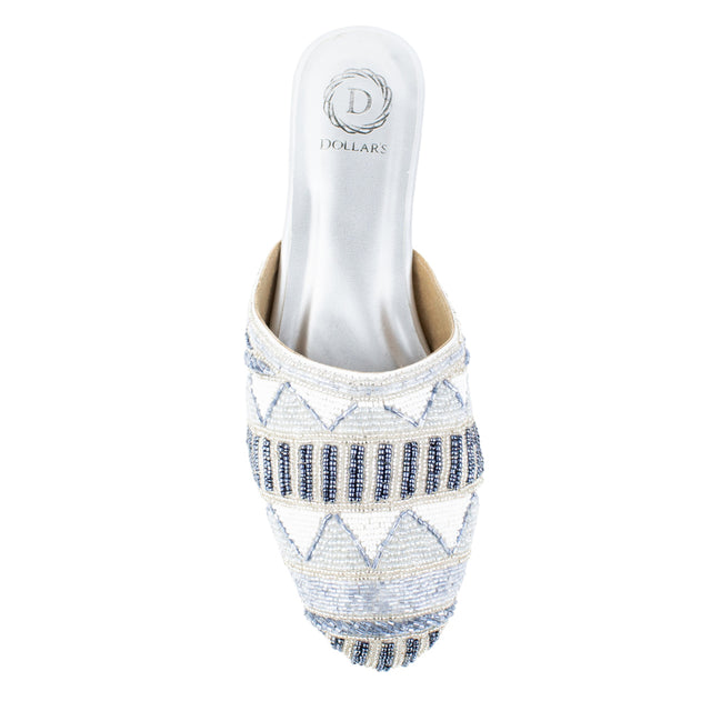 Women Handcrafted Silver Flat Slippers